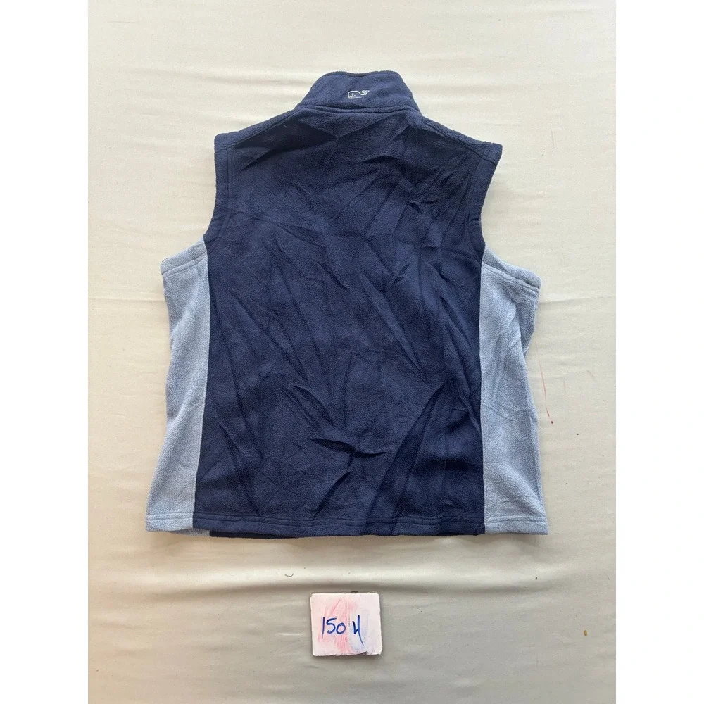 Vineyard Vines Boys Navy Blue Gray Fleece Full Zip Vest Size Medium 12-14